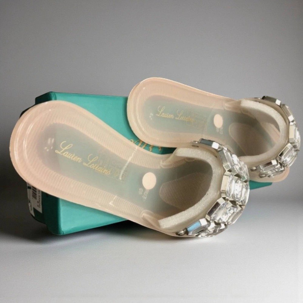 Lauren Lorraine‎ Nude Jelly Slides with Rhinestone Embellishments Sz 10 / #S1114 - Picture 2 of 4